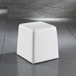 Key white pouf in pelle sintetica bianco 35x35xh35 cm