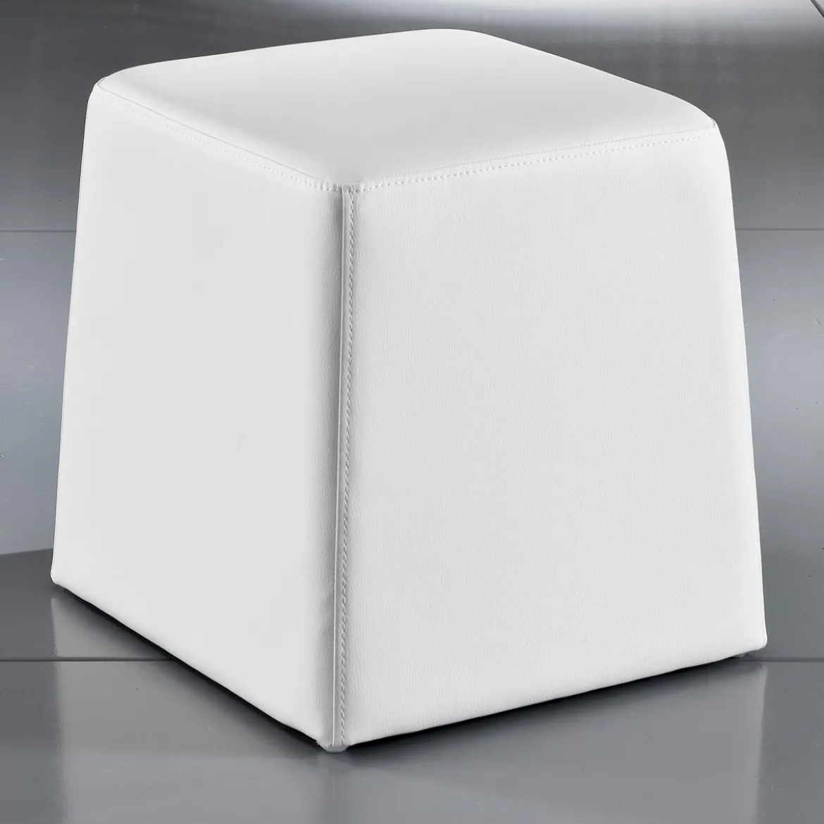 Key white pouf in pelle sintetica bianco 35x35xh35 cm