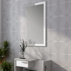 Kiara cement mobile ingresso essen cement 2 cassetti e specchio h100 cm finitura cemento e larice bianco 83x29xh90 cm
