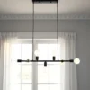 Kiara lampadario in metallo nero opaco filo elettrico regolabile 92x9 h9 cm