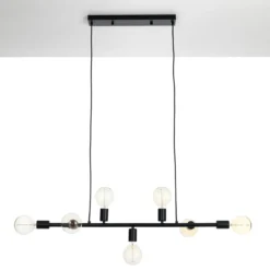 Kiara lampadario in metallo nero opaco filo elettrico regolabile 92x9 h9 cm