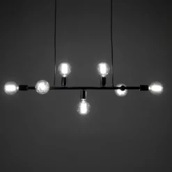 Kiara lampadario in metallo nero opaco filo elettrico regolabile 92x9 h9 cm