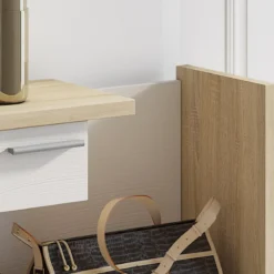 Kiara Wood mobile Ingresso con Specchio e 2 cassetti finitura Rovere e Larice Bianco, 83 x 29 x h 90 cm