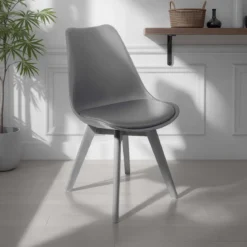 Kiki Evo Grey Sedia imbottita in pelle sintetica grigia e polipropilene grigio opaco 49x54xh81 cm