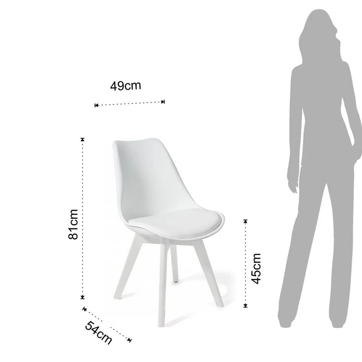 Kiki Evo White Sedia imbottita in pelle sintetica bianca e polipropilene bianco opaco 49x54xh81 cm