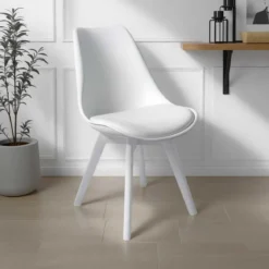 Kiki Evo White Sedia imbottita in pelle sintetica bianca e polipropilene bianco opaco 49x54xh81 cm