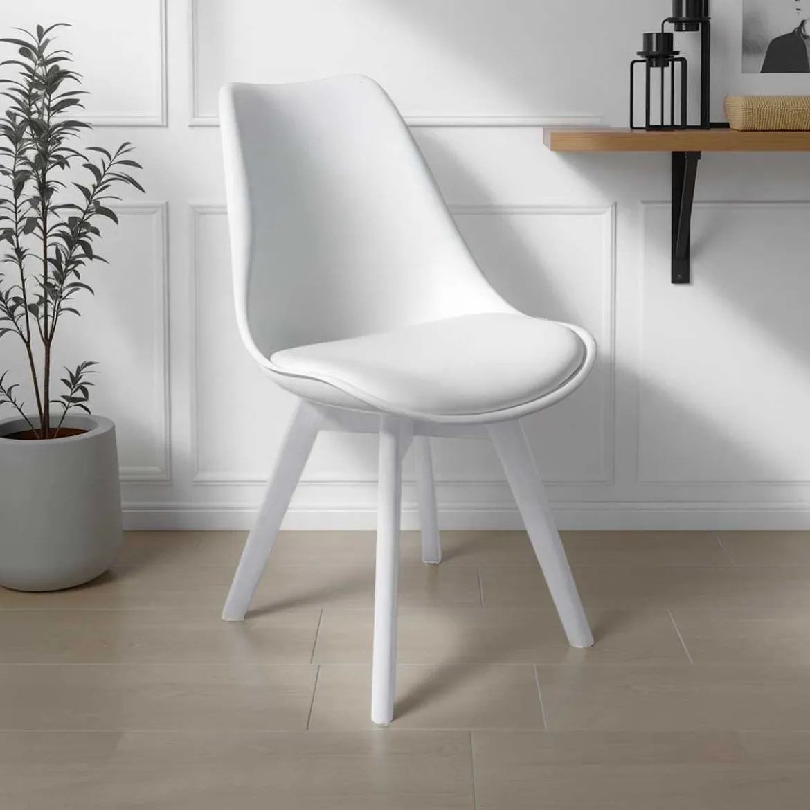 Kiki Evo White Sedia imbottita in pelle sintetica bianca e polipropilene bianco opaco 49x54xh81 cm