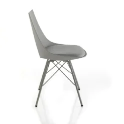 Kiki grey sedia in pelle sintetica polipropilene e metallo grigio lucido 47x53xh81 cm
