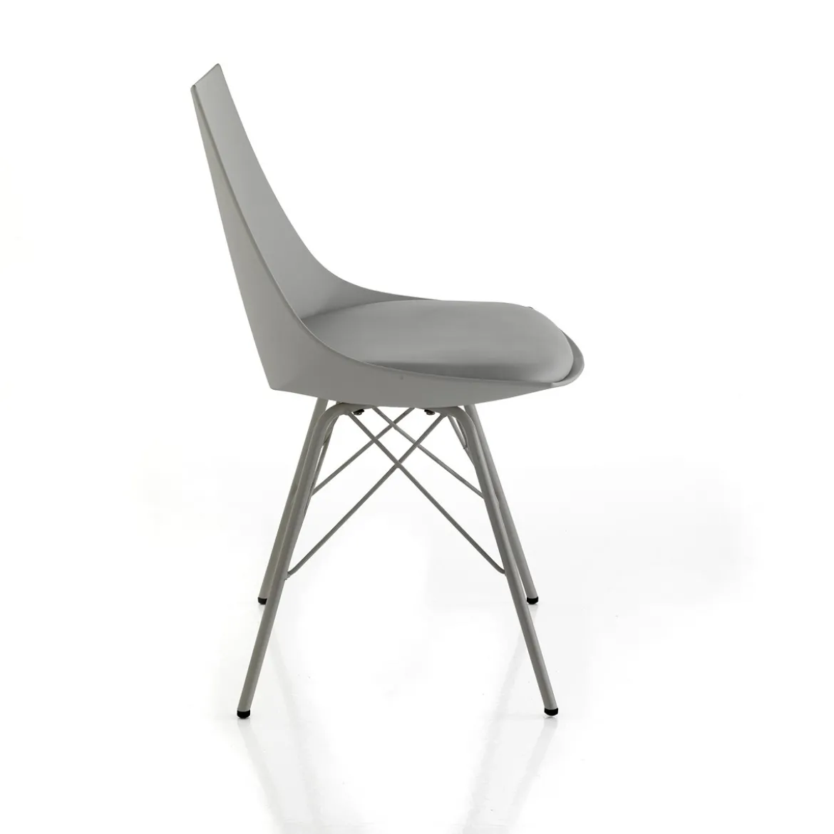 Kiki grey sedia in pelle sintetica polipropilene e metallo grigio lucido 47x53xh81 cm