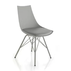 Kiki grey sedia in pelle sintetica polipropilene e metallo grigio lucido 47x53xh81 cm