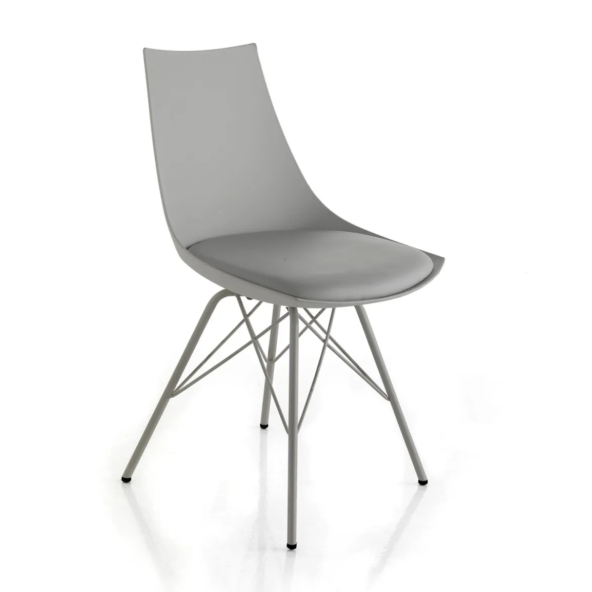 Kiki grey sedia in pelle sintetica polipropilene e metallo grigio lucido 47x53xh81 cm