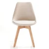 Kiki Soft Beige Sedia Tessuto colore panna gambe legno massello finitura rovere cm h83 l48 p56