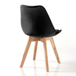 Kiki Soft Black Sedia Tessuto colore Nero gambe in legno massello finitura rovere cm h83 l48 p56