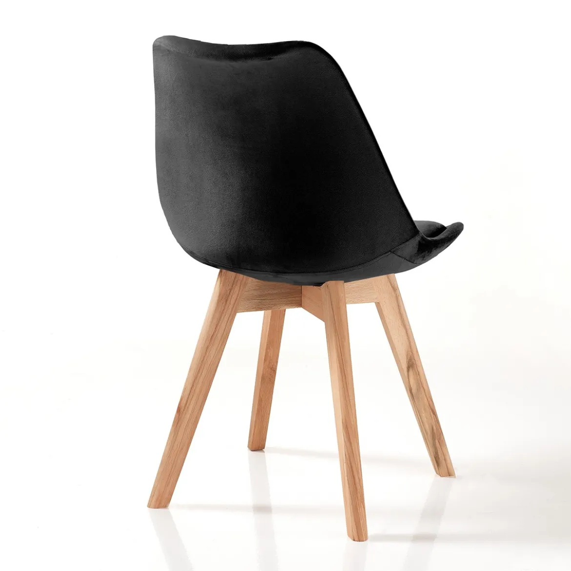 Kiki Soft Black Sedia Tessuto colore Nero gambe in legno massello finitura rovere cm h83 l48 p56