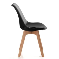 Kiki Soft Black Sedia Tessuto colore Nero gambe in legno massello finitura rovere cm h83 l48 p56