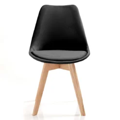 Kiki Soft Black Sedia Tessuto colore Nero gambe in legno massello finitura rovere cm h83 l48 p56