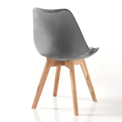 Kiki Soft Grey Sedia Tessuto colore Grigio gambe in legno massello finitura rovere cm h83 l48 p56