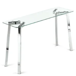 Kirk consolle piano in vetro trasparente e metallo cromato 125x40xh75 cm