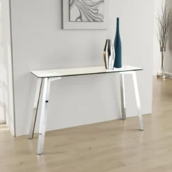 Kirk consolle piano in vetro trasparente e metallo cromato 125x40xh75 cm