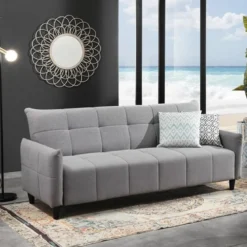 Kiry divano letto pratico meccanismo tessuto grigio divano l205 p83 h86 letto l180 p110 h45
