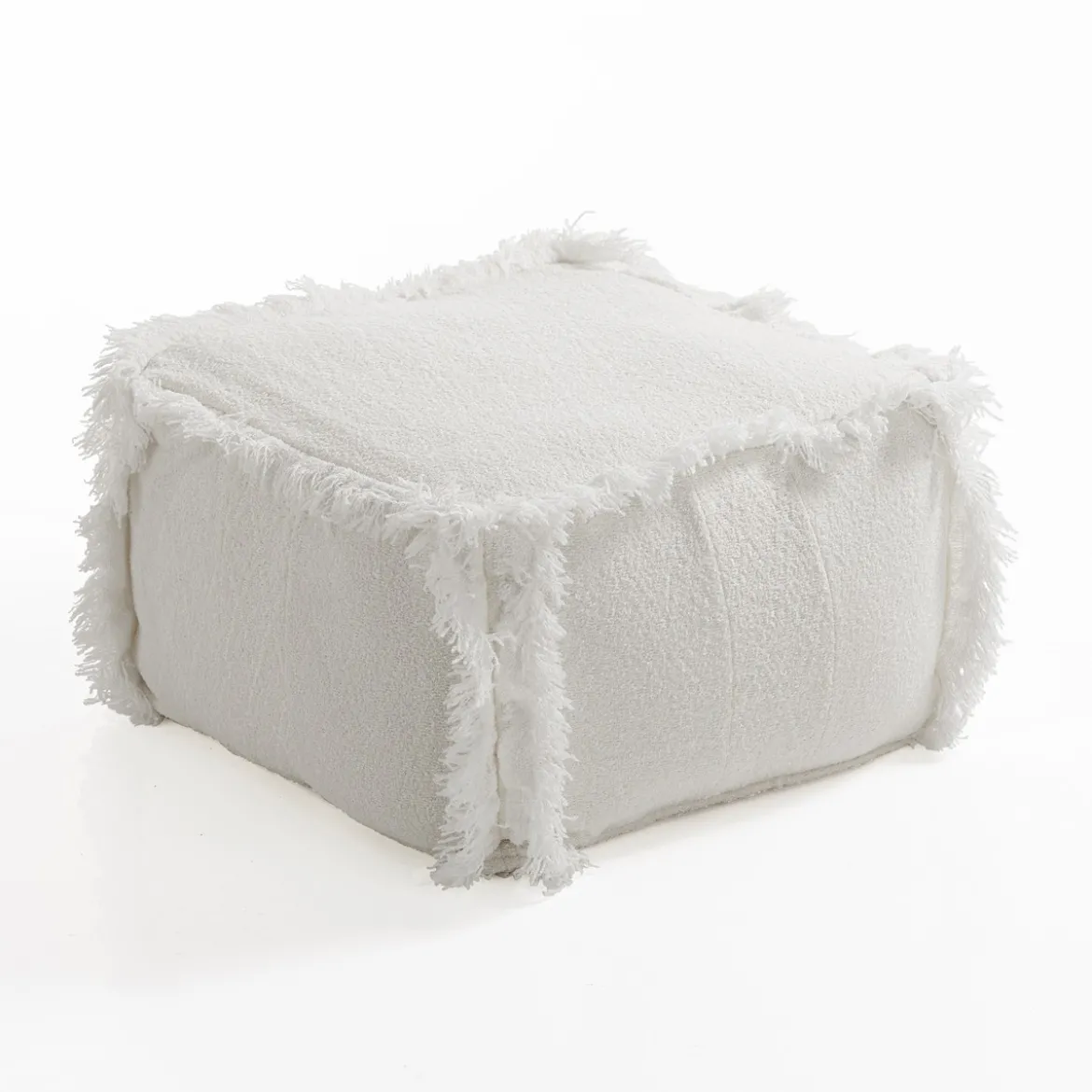 Koko pouf quadrato rivestimento 100% cotone bianco decorato 45x45xh30 cm
