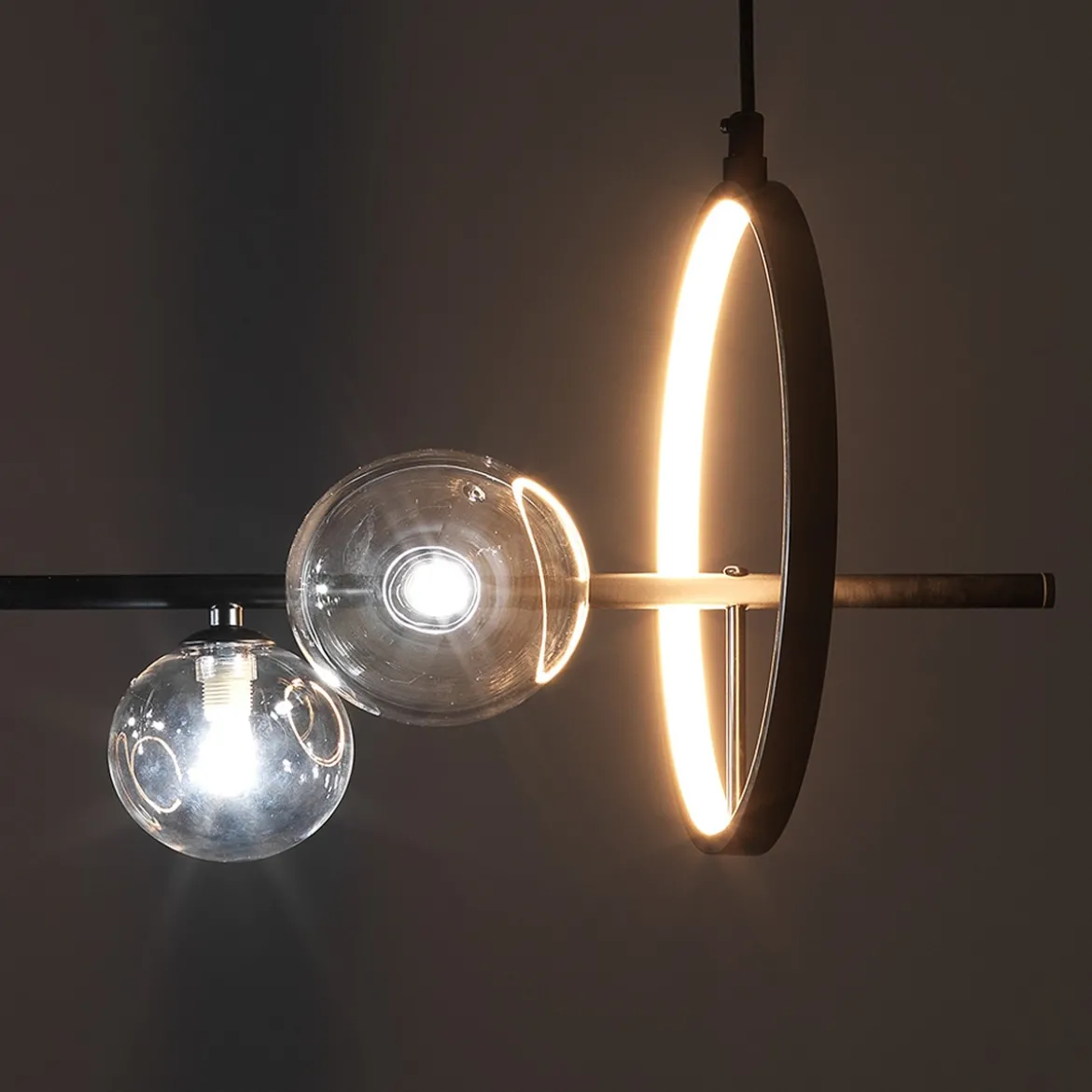 Kosmo lampadario led acciaio nero opaco 10w 3000k 90x30xh30 cm