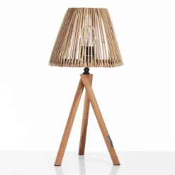 Kota lampada da tavolo in teak e rattan d22.5xh50 cm