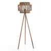 Kota lampada da terra in teak e rattan d53xh170 cm