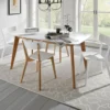 Kyra tavolo verniciato top bianco opaco e gambe in legno massello finitura rovere 160 x 90 cm