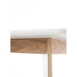 Kyra tavolo verniciato top bianco opaco e gambe in legno massello finitura rovere 160 x 90 cm