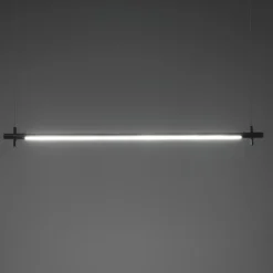 Lampadario slim in alluminio nero opaco con filo elettrico regolabile d2.2x120 cm