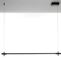 Lampadario slim in alluminio nero opaco con filo elettrico regolabile d2.2x120 cm