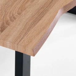 Lando Tavolo fisso in Legno finitura Rovere con gambe in Acciaio Nero Opaco, 160 x 90 x h75 cm