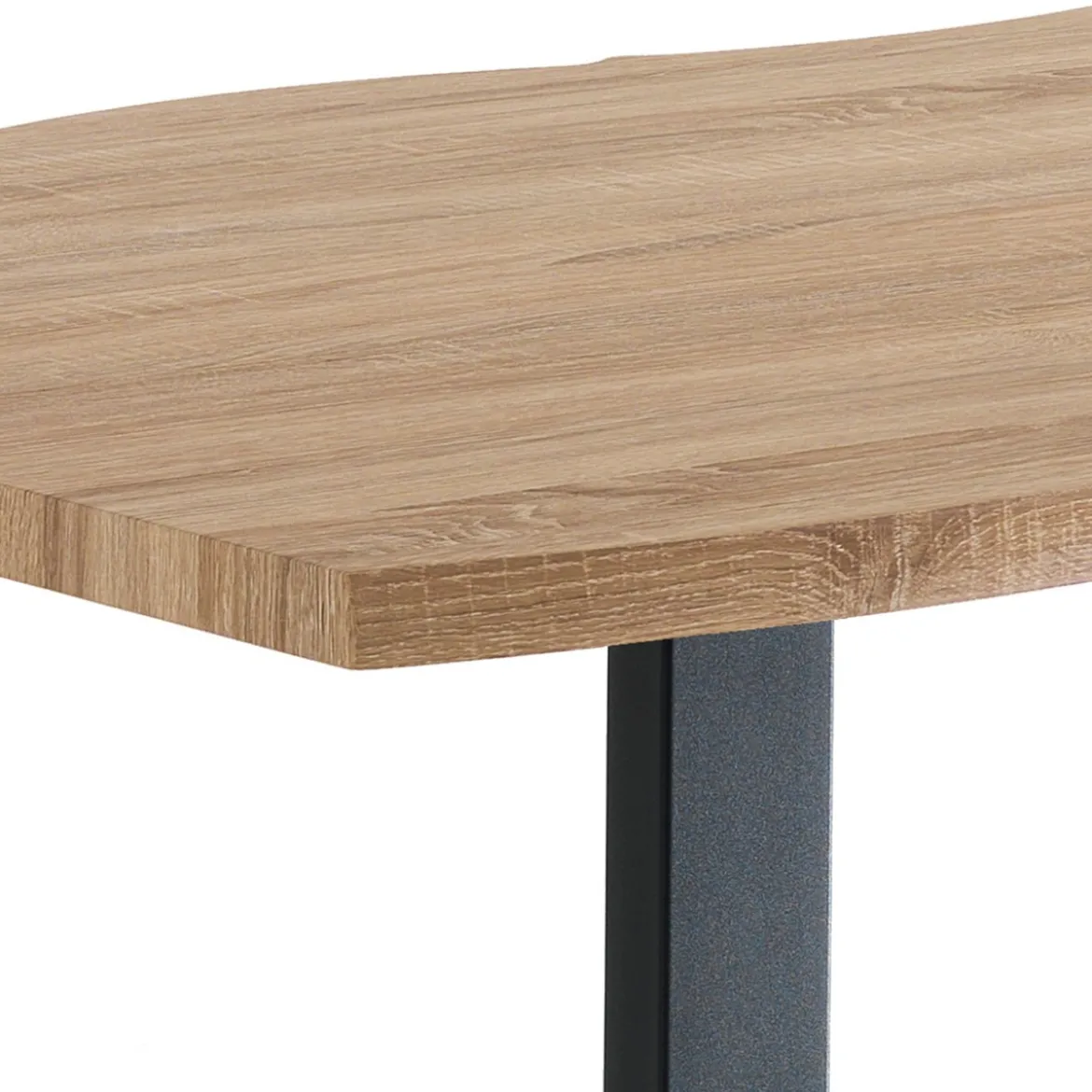 Lando Tavolo fisso in Legno finitura Rovere con gambe in Acciaio Nero Opaco, 160 x 90 x h75 cm