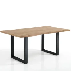 Lando Tavolo fisso in Legno finitura Rovere con gambe in Acciaio Nero Opaco, 160 x 90 x h75 cm