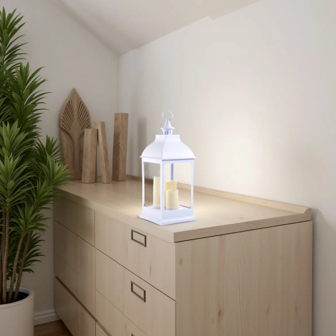 Lantern 54 lampada decorativa led in plastica bianca 23.5x23.5 h54 cm