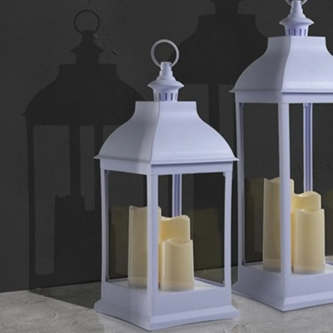 Lantern 54 lampada decorativa led in plastica bianca 23.5x23.5 h54 cm
