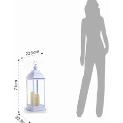 Lantern 71 lampada decorativa led in plastica bianca 23.5x23.5 h71 cm