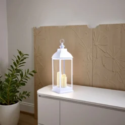 Lantern 71 lampada decorativa led in plastica bianca 23.5x23.5 h71 cm