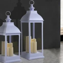 Lantern 71 lampada decorativa led in plastica bianca 23.5x23.5 h71 cm