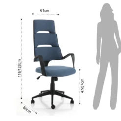 Laredo sedia da ufficio regolabile e girevole karo in tessuto blu laguna con ruote 61x65 h118/128 cm
