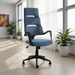 Laredo sedia da ufficio regolabile e girevole karo in tessuto blu laguna con ruote 61x65 h118/128 cm