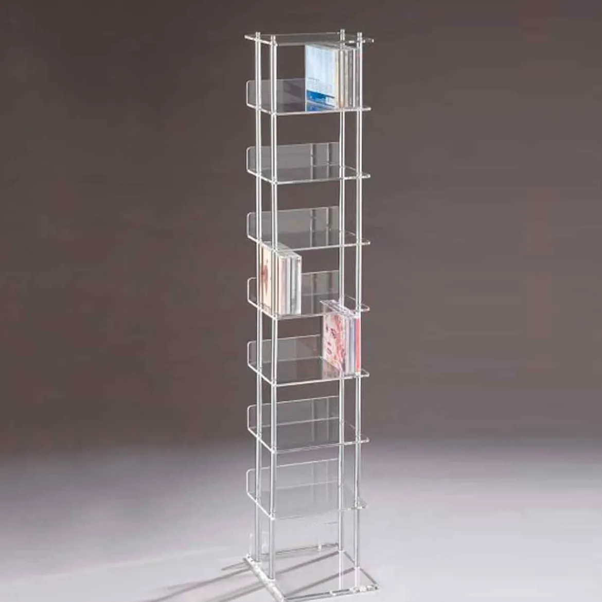 Latina porta cd a colonna in metacrilato trasparente h117 l24 p21 cm