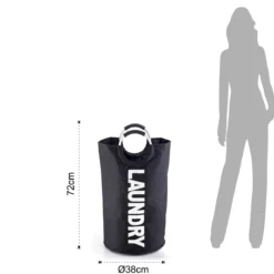 Laundry black sacca/p biancheria in tessuto sintetico nero con maniglie d38xh72 cm