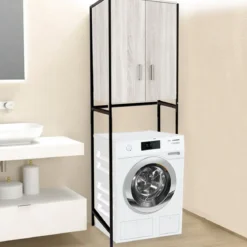Laundry-b mobile sopra lavatrice 2 ante finitura bianco frassino 63x28xh190 cm