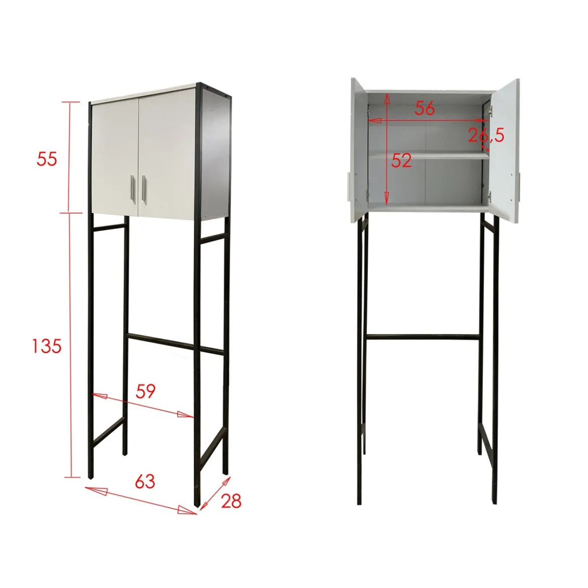 Laundry-b mobile sopra lavatrice 2 ante finitura bianco frassino 63x28xh190 cm