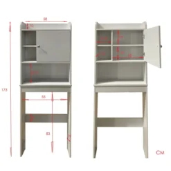 Laundry-c mobile sopra lavatrice 1 anta e mensole finitura bianco frassino 58x19xh173 cm