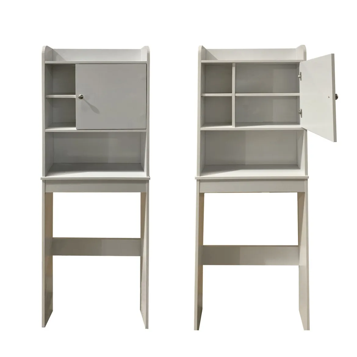 Laundry-c mobile sopra lavatrice 1 anta e mensole finitura bianco frassino 58x19xh173 cm