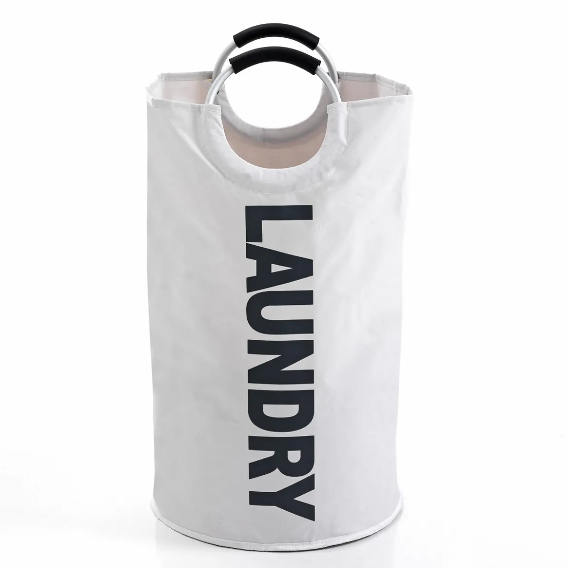 Laundry white sacca biancheria in tessuto sintetico bianco con maniglie d38xh72 cm
