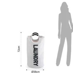 Laundry white sacca biancheria in tessuto sintetico bianco con maniglie d38xh72 cm